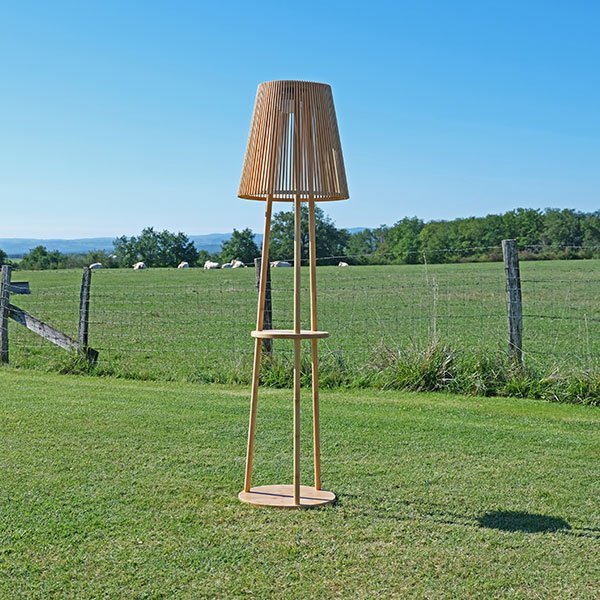 Lampadaire bois solaire Lamp Solar Mobil