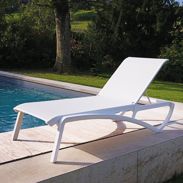 Chaise longue extérieure Alizé Blanche