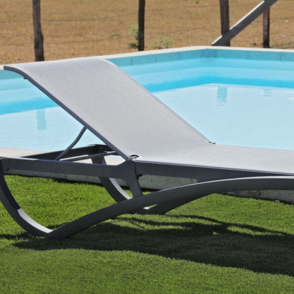 Chaise-longue extérieure Alizé Noire&Grise