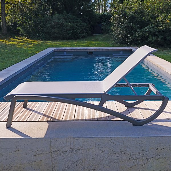 Chaise-longue extérieure Alizé Noire&Grise