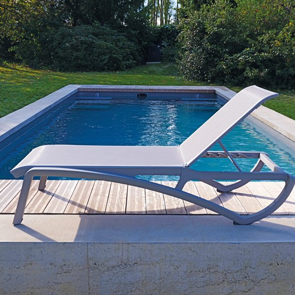Chaise longue piscine Alizé Grise