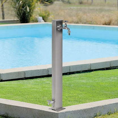 Fontaine borne jardin Fontana Quadrata Inox