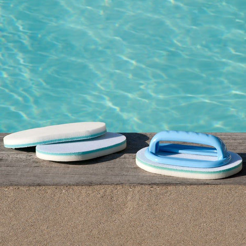 Lot De 3 Éponges Nettoyage Piscine Avec Poignée – Brosse Éponge Anti-Mousse Et Saleté Pour Parois, Fond Et Coin De Piscine